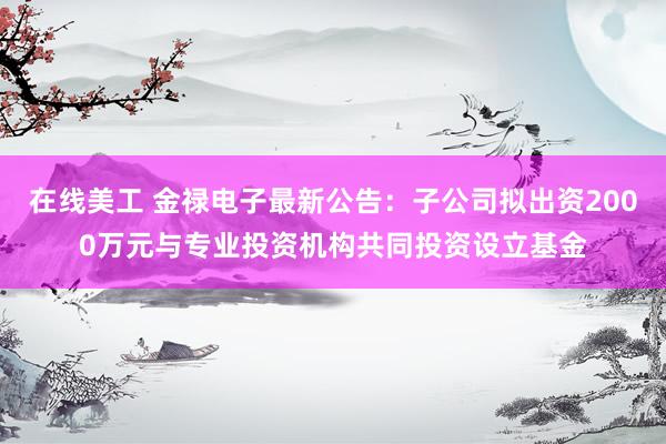 在线美工 金禄电子最新公告：子公司拟出资2000万元与专业投资机构共同投资设立基金