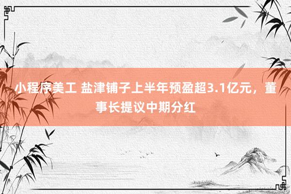 小程序美工 盐津铺子上半年预盈超3.1亿元，董事长提议中期分红