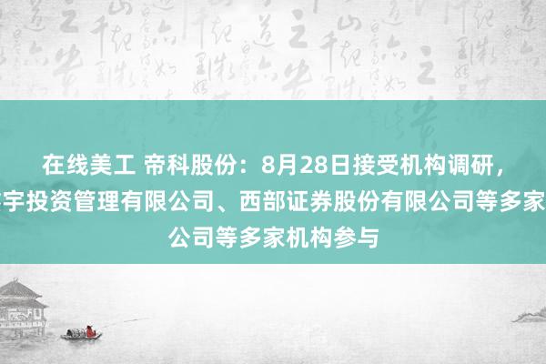 在线美工 帝科股份：8月28日接受机构调研，郑州市鑫宇投资管理有限公司、西部证券股份有限公司等多家机构参与