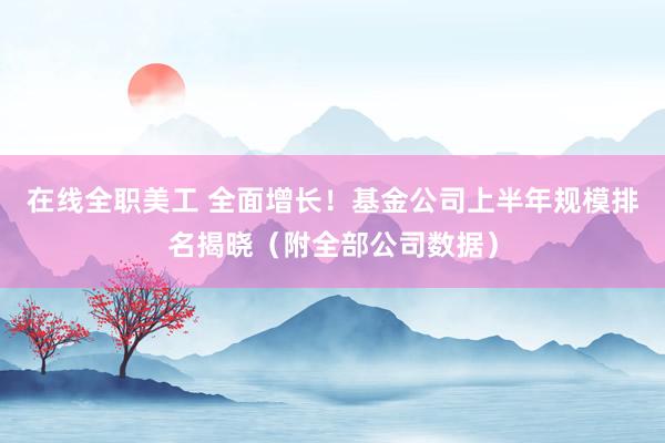 在线全职美工 全面增长！基金公司上半年规模排名揭晓（附全部公司数据）