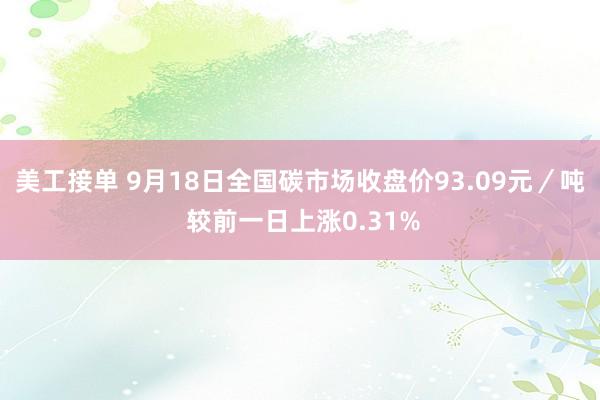 美工接单 9月18日全国碳市场收盘价93.09元／吨 较前一日上涨0.31%