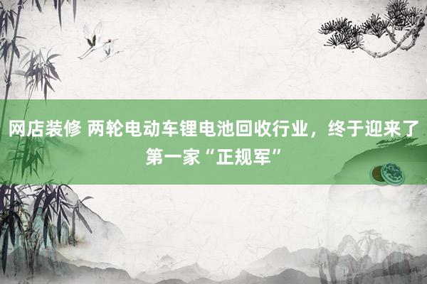 网店装修 两轮电动车锂电池回收行业，终于迎来了第一家“正规军”