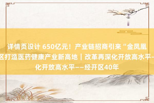 详情页设计 650亿元！产业链招商引来“金凤凰”，天津经开区打造医药健康产业新高地｜改革再深化开放高水平——经开区40年