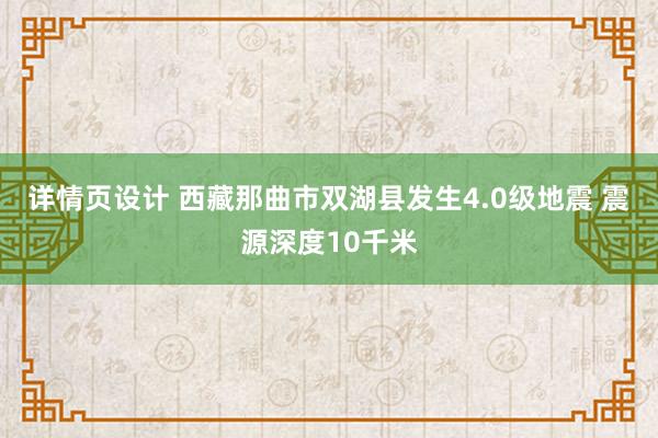 详情页设计 西藏那曲市双湖县发生4.0级地震 震源深度10千米